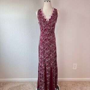 NEW Vintage Y2K Candalite Lace Mesh Floral Maxi Dress size Small Whimsygoth Prom
